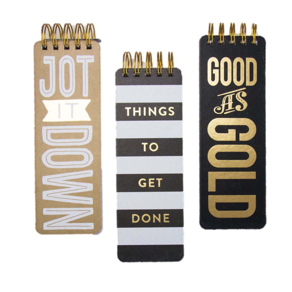 Libreta argollada con estampado foil dorado