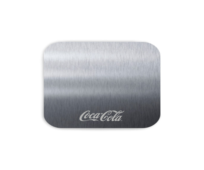 portavasos en acero con marcacion laser coca cola